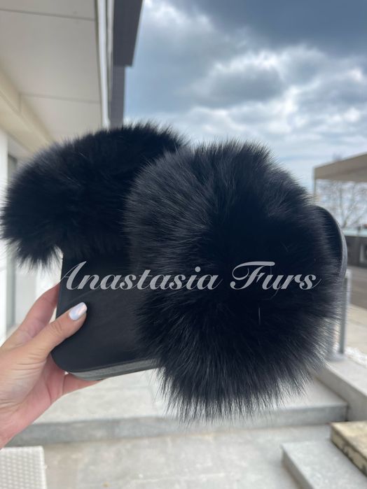 Удобни дамски чехли с естествен пух / косъм лисица