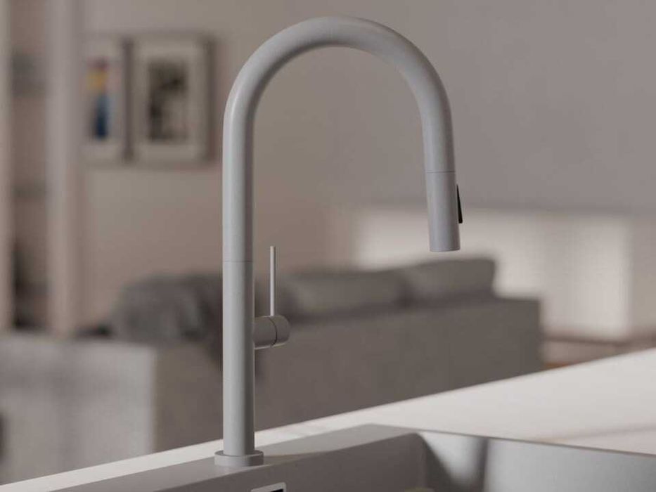 Сив смесител за кухня с изтегляща глава, 2 режима на струя - 9020