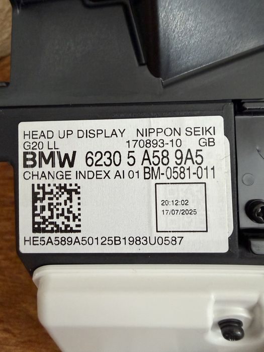 Head up display / HUD BMW Seria 3 G20, G21 / Seria 4 G22 G23 G26, LCI