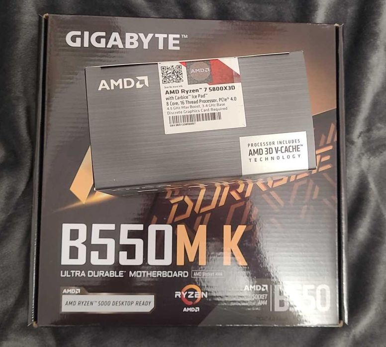 kIT gaming AMD Ryzen 7 5800X3D + GIGABYTE B550M K + 32 GB RAM , noi
