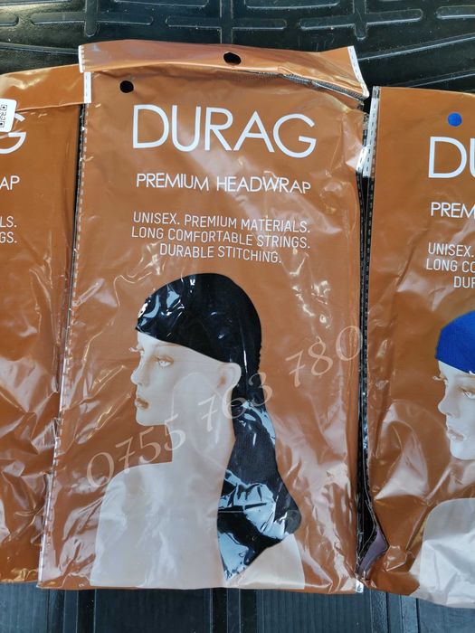 Durag - negru, alb, albastru, gri - premium headwrap
