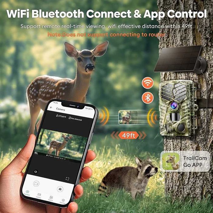Solareye Trail Camera WiFi - Соларно захранвана 4K 64MP ловна с нощно