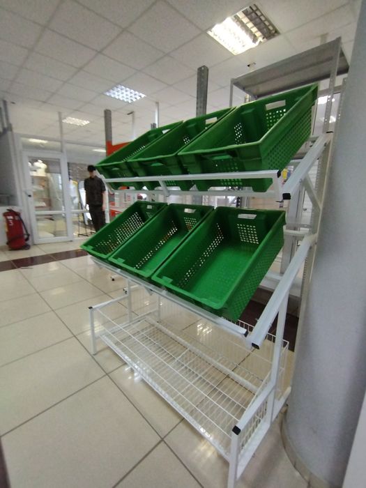 Заводские овощные стеллажи,торговые стеллажи,витрины,полки,вешала,экон ...