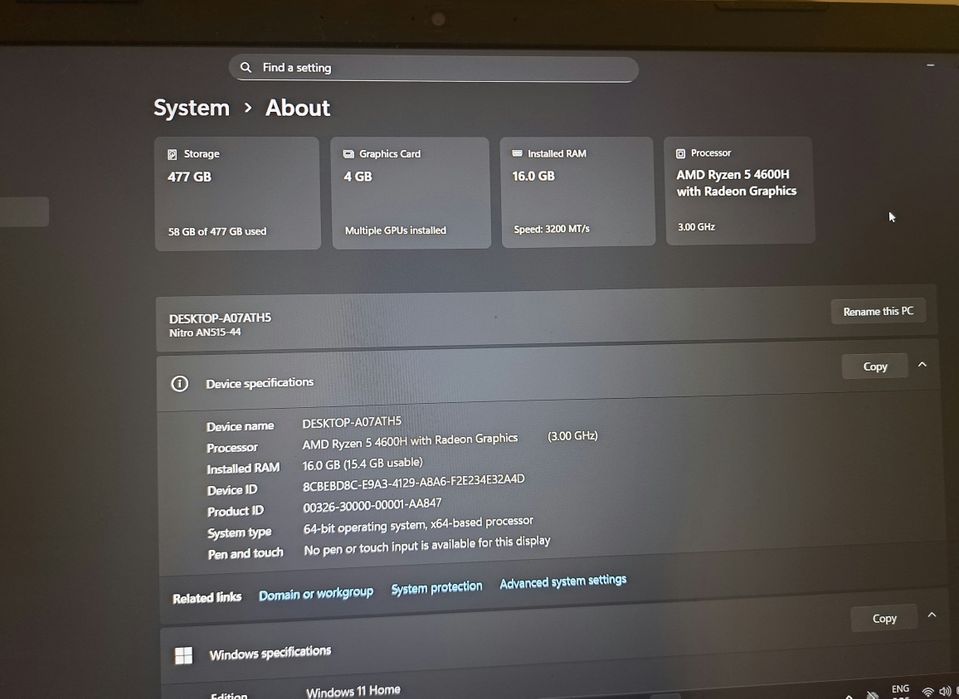 Laptop Gaming  Acer Nitro 5