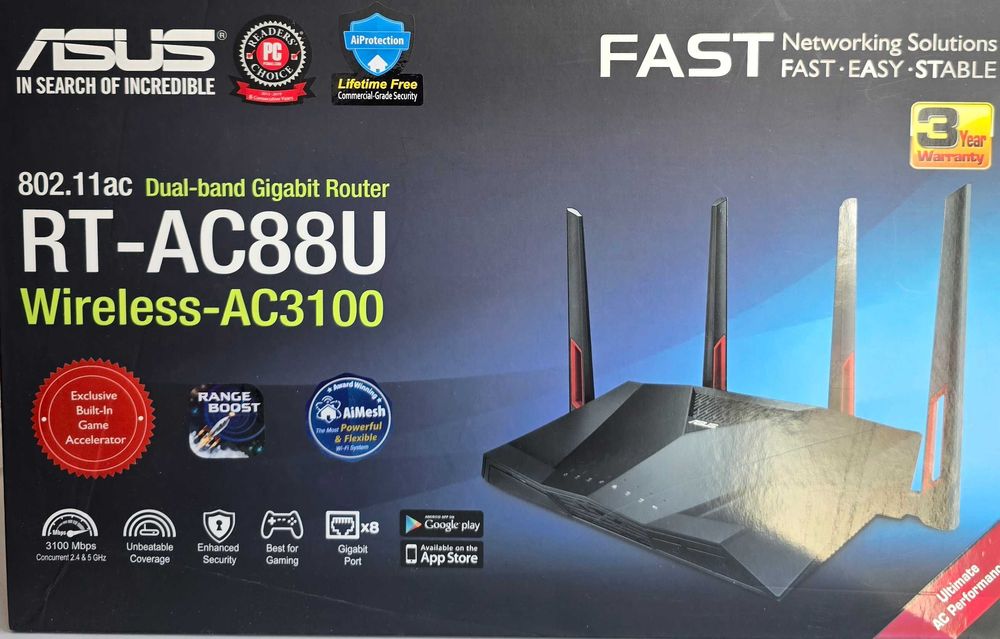 Router Wireless Gaming ASUS RT-AC88U, AC3100, Dual-Band, AiMesh
