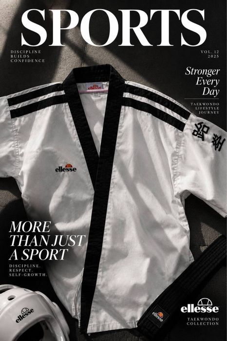 Винтажный добок (кимоно) Ellesse с черным воротником
