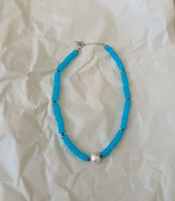 Ожерелье имитация бирюза и жемчуг шелл