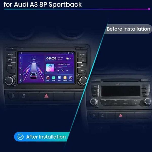 Audi a3 8P 2003г-2013г Мултимедия Навигация Android