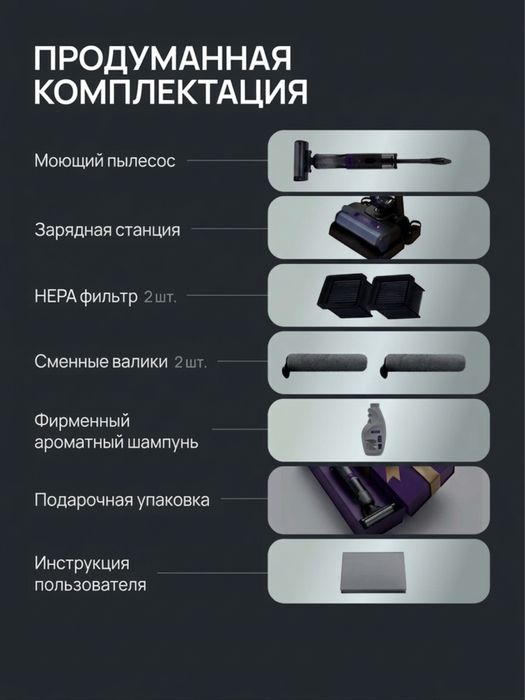 Пылесос HOMI TH8 серый, фиолетовый