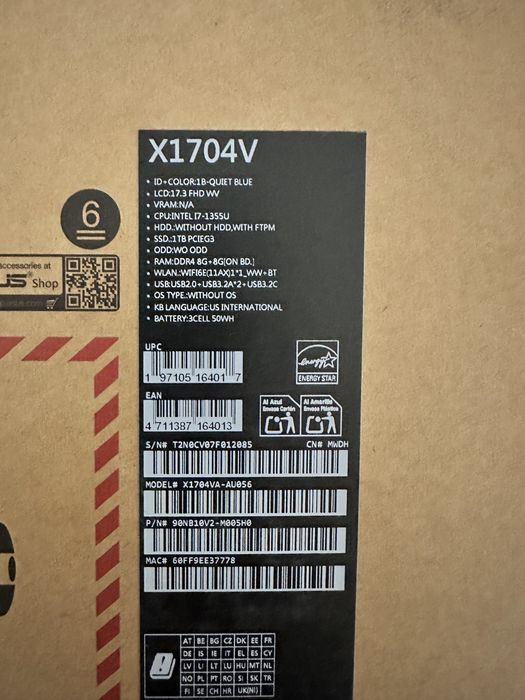 Laptop Asus Vivobook 17 I7 1T SSD Nou