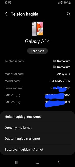 SAMSUNG A14 smartfon satiladi продаётся  самсунг а14