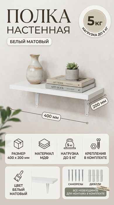 Настенная полка материал мдф