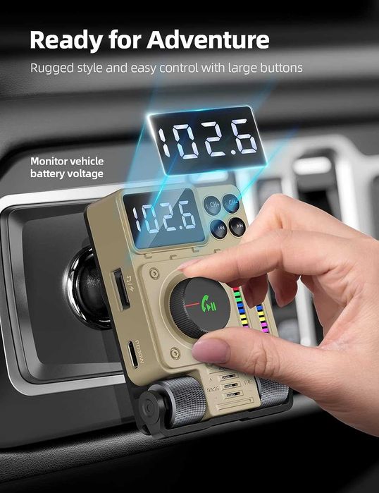 Nulaxy KM34'2023 Bluetooth FM трансмитер за автомобил,със зарядно и Flash Player