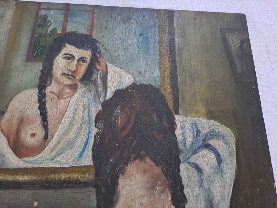 tablou vechi pictura pe lemn 50/35 cm