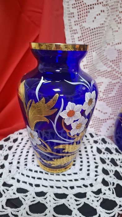 Вазы для интерьера,,кобальт,позолота,хрусталь