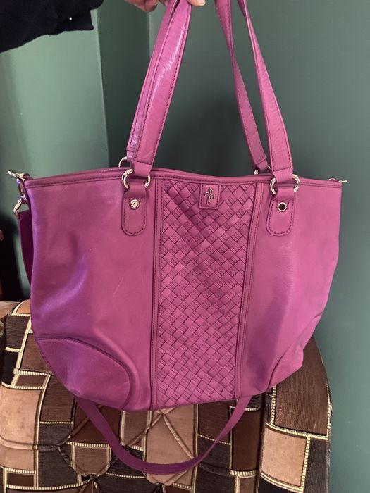 Цикламена/цвят фукция кожена чанта Cole Haan