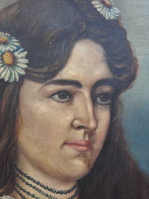 tablou vechi pictura pe panza 78/49 cm semnat C Scortea datat 1908