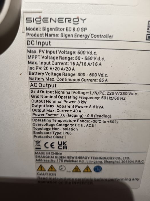 Invertar solar Sigenergi 9 kw