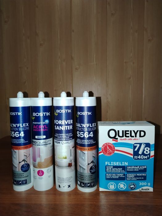 Герметик силикон, акрил. Герметик, обойный клей по доступной цене