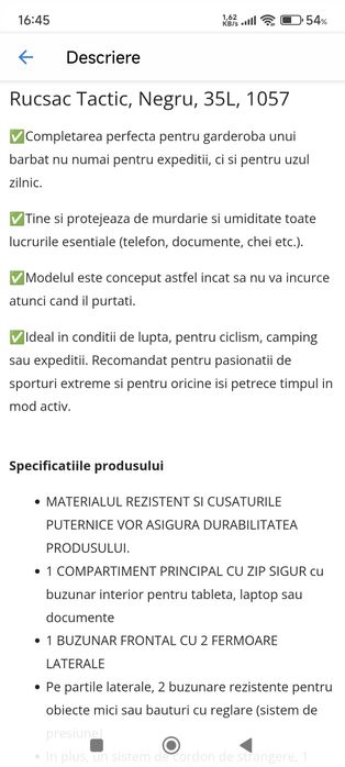 Rucsac tactic negru 35 L