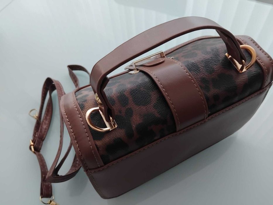 Нова винтидж чанта с леопардов принт, Размери:/ 20см/14см/6см- 7 евро