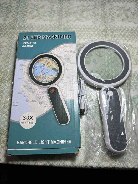 Лупа с подсветкой 24 LED, 30x, Ø90 мм YT 240190