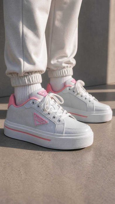 Adidași prada Albi și alb/roz