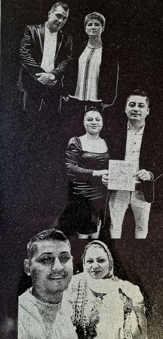 Fotogravura cimitir , granit negru , placa mormant, cruce, felinar