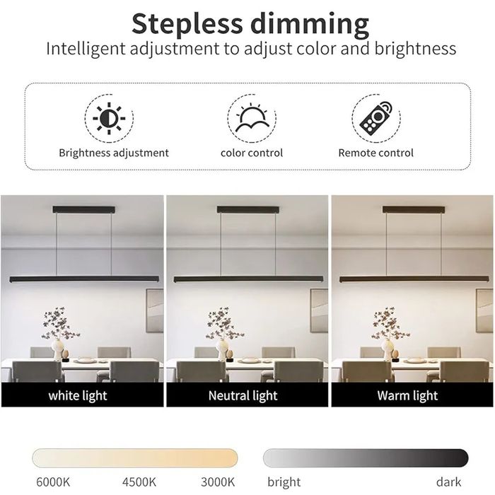 Линейна черна LED лампа 100/120см димируема с дистанционно