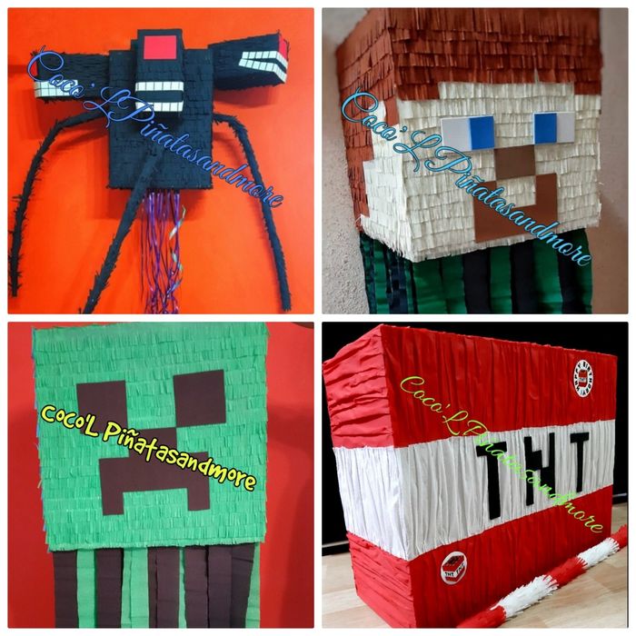 Piñata Minecraft,Pikachu,TNT,Lego,Roblox,FNAF,Batman,Venom