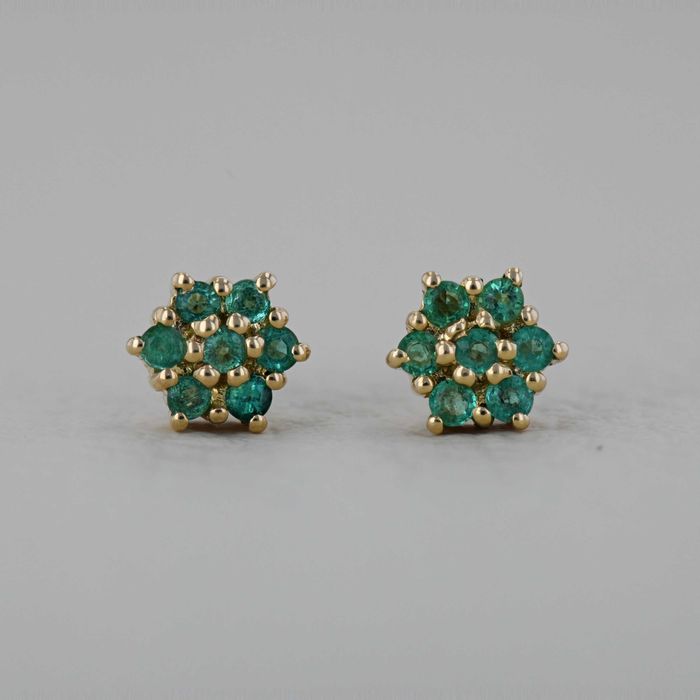 Cercei din aur galben 18k cu smaralde cod 7742