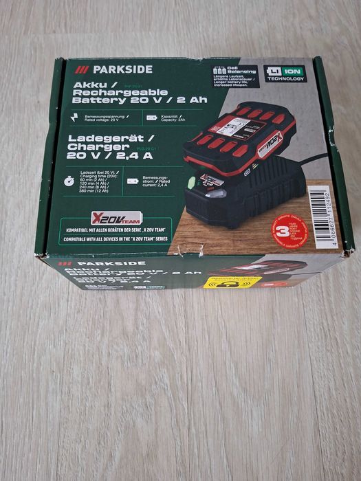 Set baterie 20 V 2 Ah PAP 20 B1 si incarcator 2,4 Ah PLG 20 C1 Parkside