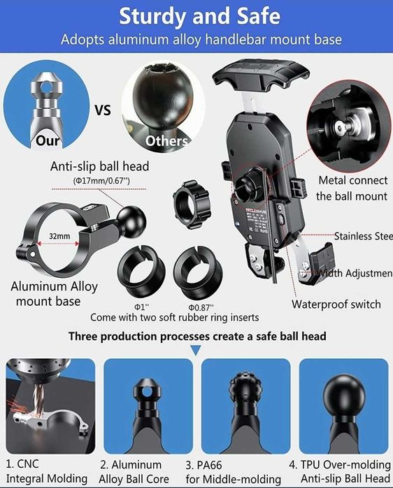 suport pentru telefon de motocicletă/bicicletă marca Kewig