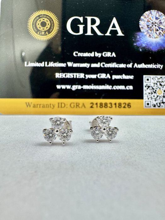 Сребърни обеци с мойсанит (Диамант) 0.6 карата