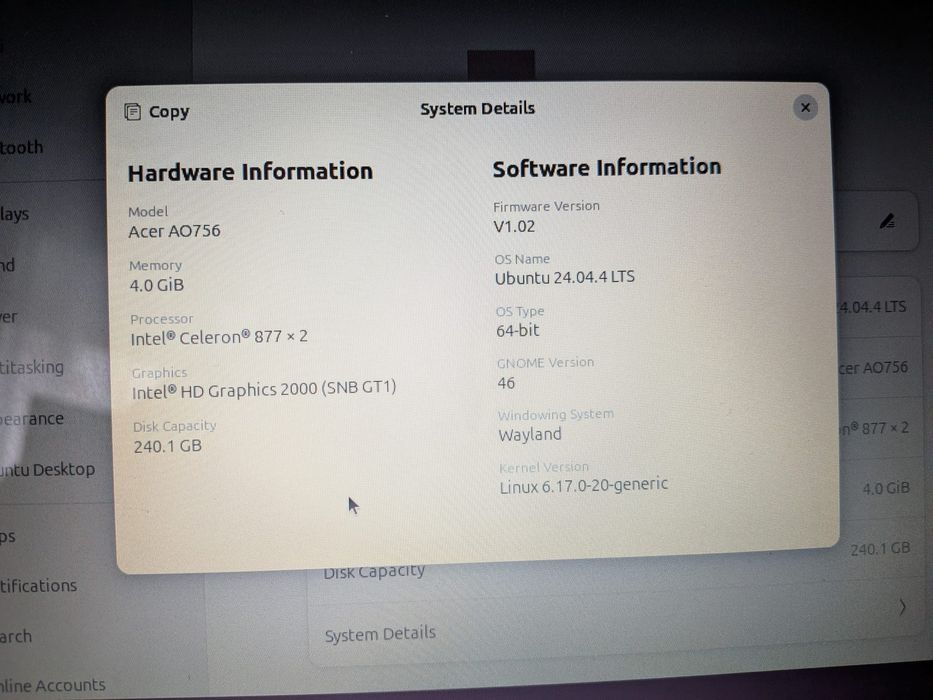 Laptop Acer Aspire One