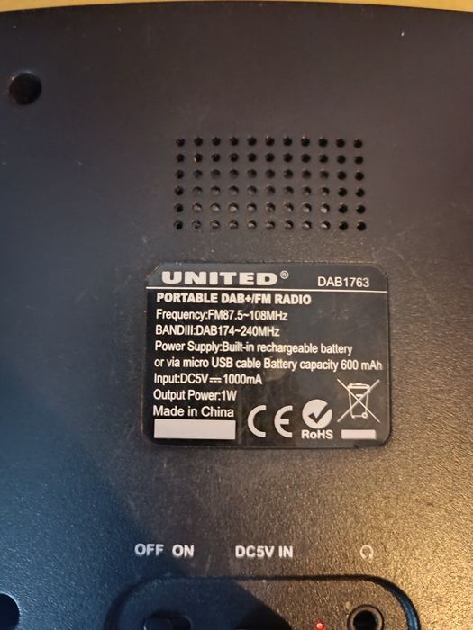 Radio United USA  baterie Li ion