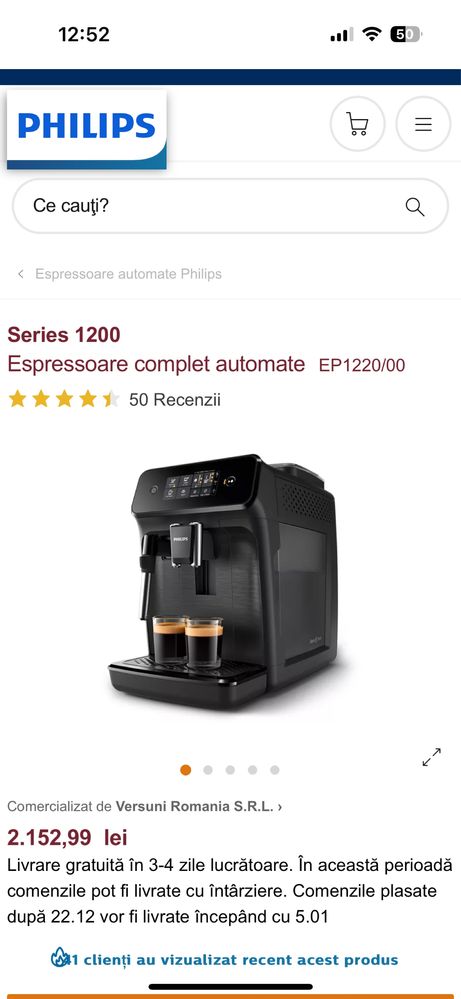 Philips Espresso machine Series 1200 EP1223/00 