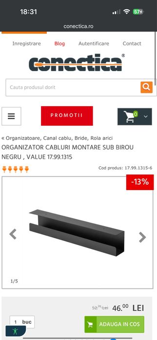 Birou electric IKEA BEKANT 160x80 cm, reglabil pe inaltime