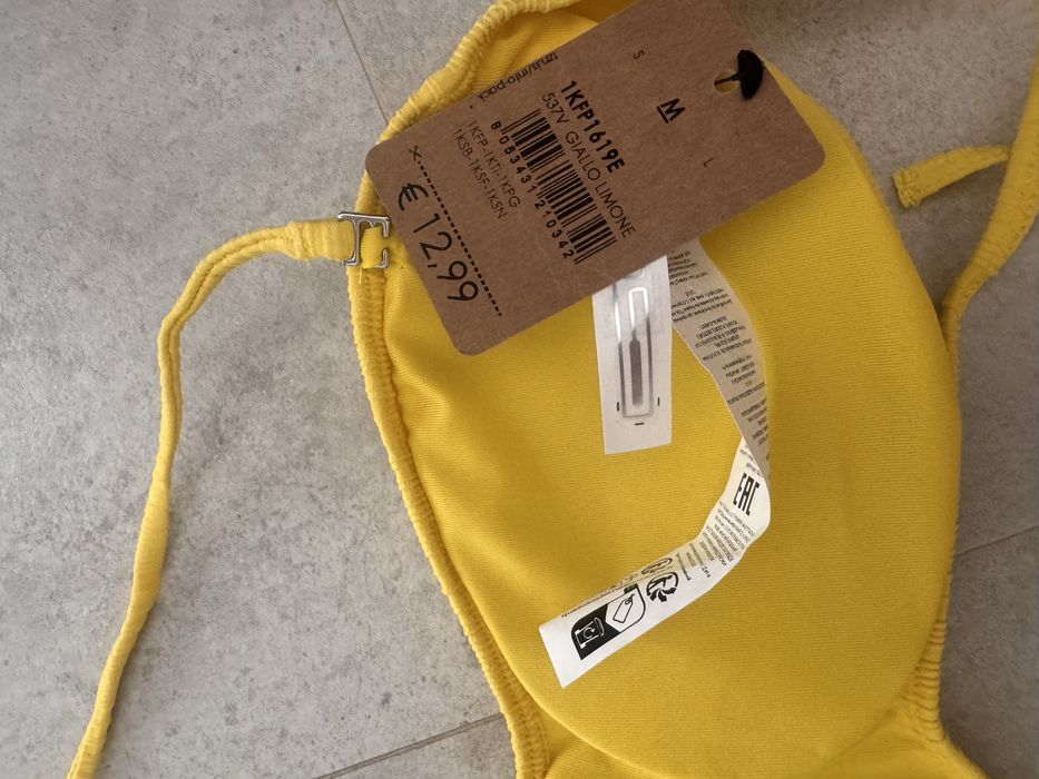 Costum de baie marime M galben brazilian bareta si bureti detasabili