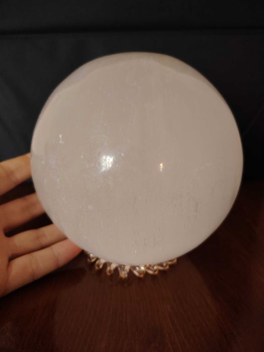 Sfera selenit mare, cuart, bibelou, cristaloterapie