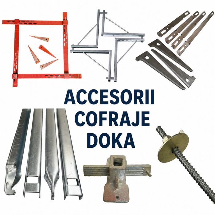 Montanti lamele bete juguri cravate, vincluri coltare, morsete blocator broscute fluturi tije filetate, piulite disc, accesorii cofraje doka panouri