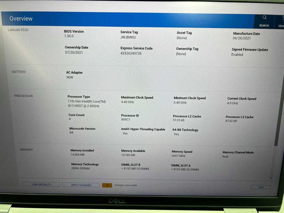 Laptop SH Dell Latitude 5520 incomplet placa de baza i5-1145G7 YNC106