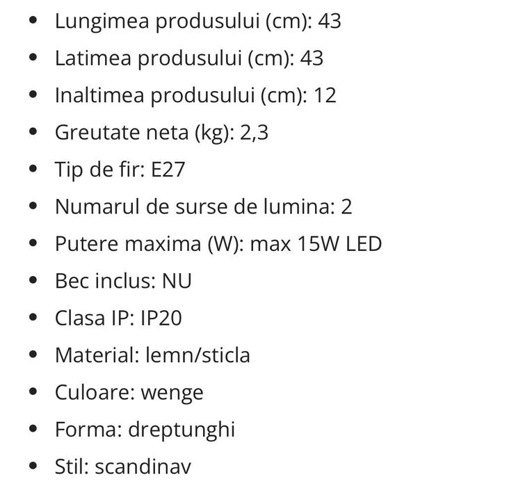 Lustra de tavan Feniks wenge lemn/sticla