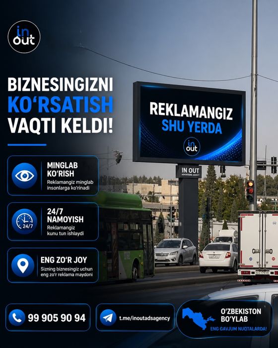 LED ekran reklama | Toshkent va O'zbekiston bo'ylab