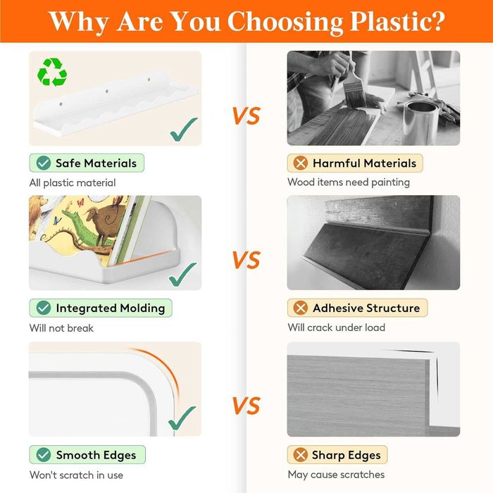 Rafturi suspendate plasic premium, Lifewit 38 x 8.6cm, set de 8