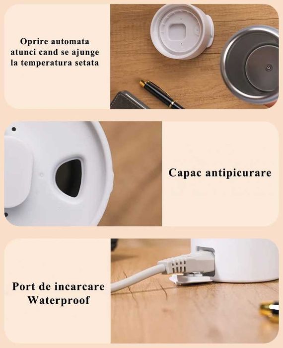 Termos electric, 4 niveluri temperatura, functie de fierbator, 475 ml