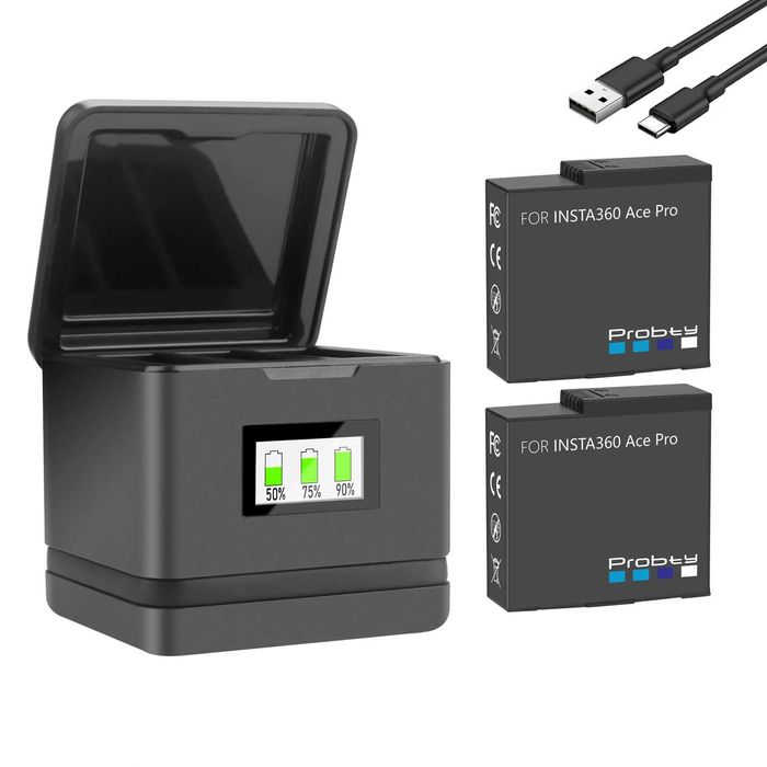 Set 2 acumulatori + incarcator triplu camera actiune Insta360 Ace Pro