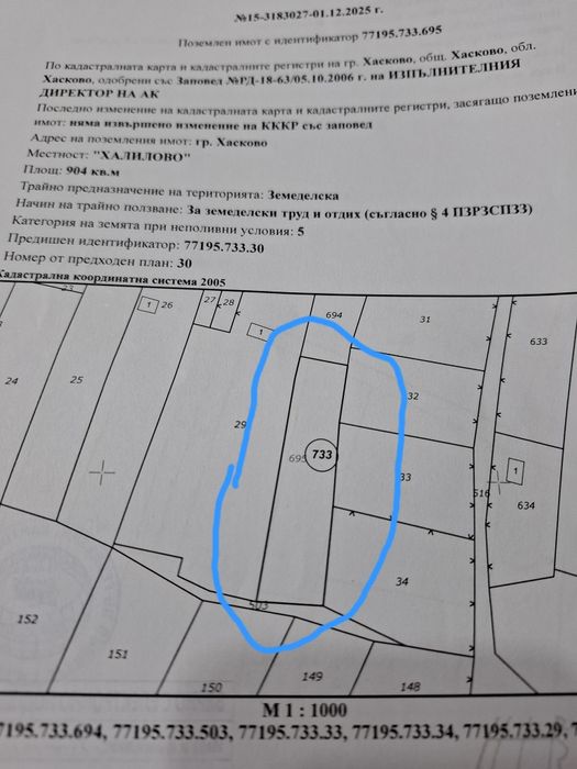 Продава се Парцел в Хасково, Промишлена зона - Изток - 1800 кв.м за 3 €/кв.м - Снимка #1