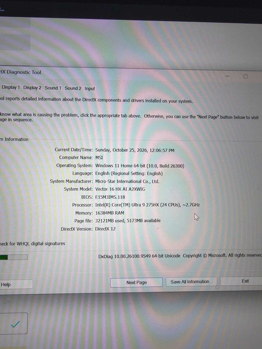 Laptop Gaming MSI Vector 16 RTX 5080,I9 ULTRA,1TB,16GB