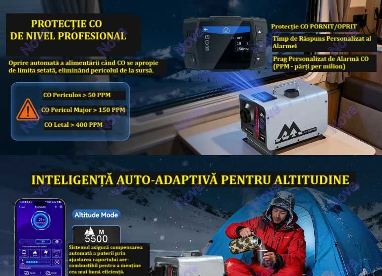 Sirocou/webasto Mudiro 8 kW Premium,Termostat Mobil,Bluetoth,Senzor CO